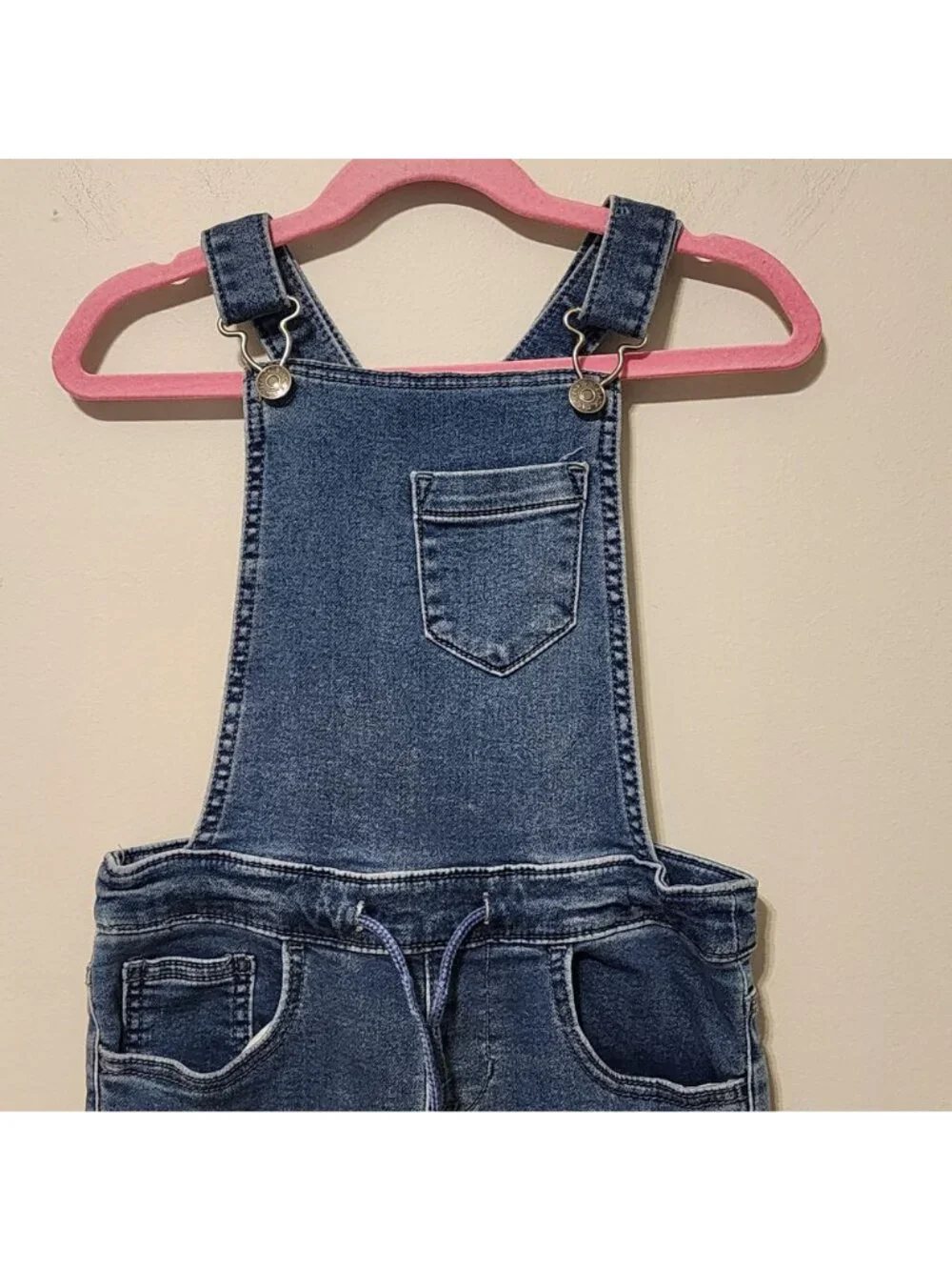 Cat and Jack denim overalls jumper sz 7-8 girl blue stretch